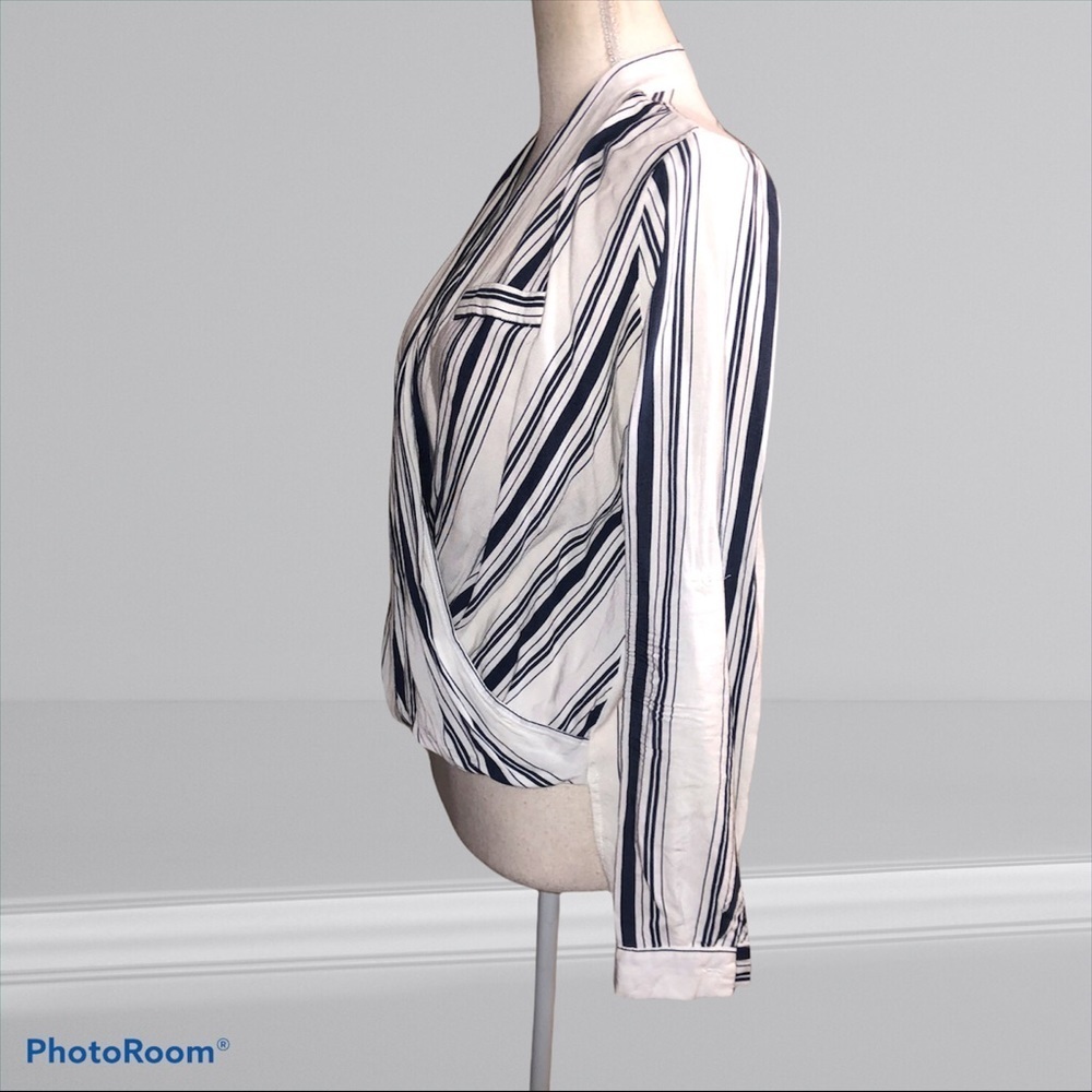 STRIPED CROSS-OVER TOP - Picture 2 of 6